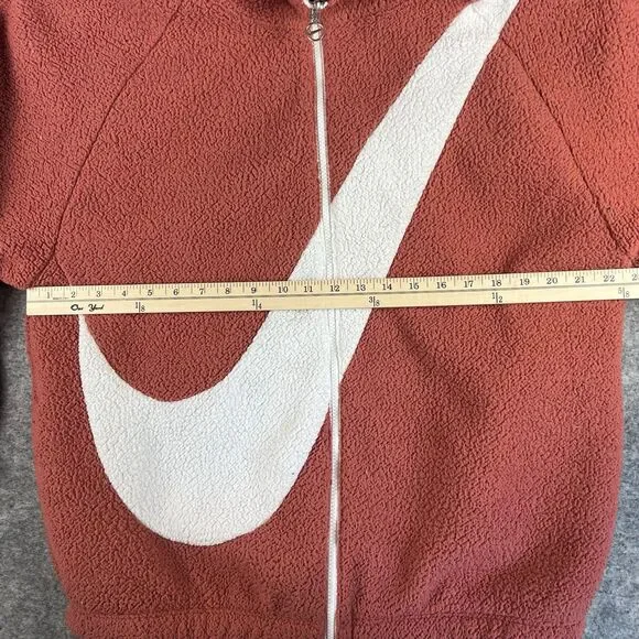 Nike Reversible Big Swoosh Sherpa Jacket‎ Women’s Pink/Redwood - Picture 2 of 6